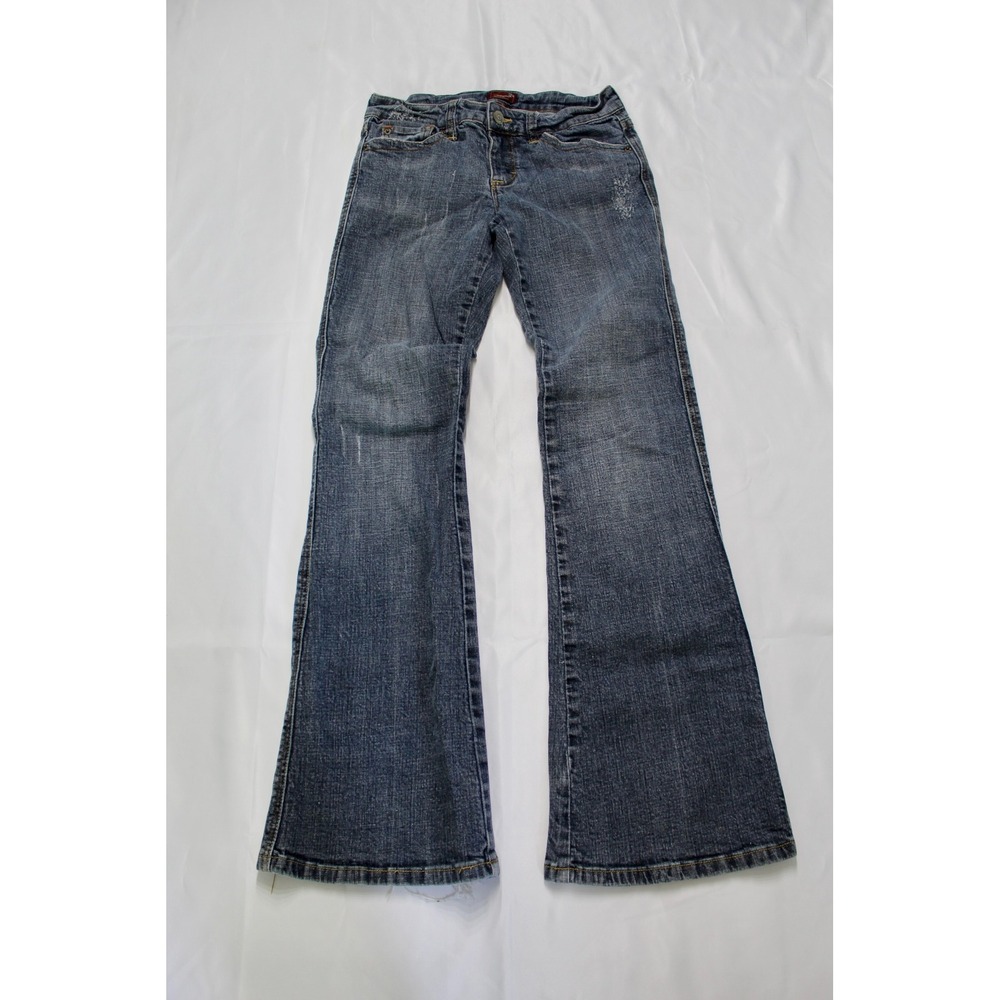 Underground Soul Women's Flare‎ Jeans Size 5 Blue Lace Back Pocket Y2K Denim